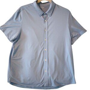 Rhone Commuter Mens Light Blue Short Sleeve Button-Down Shirt XXL Micro Check